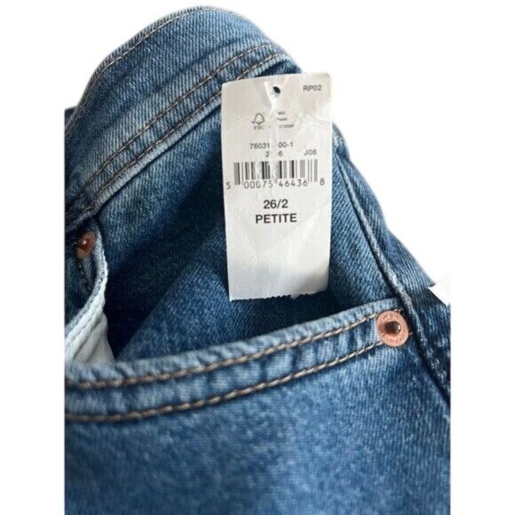 Gap High Rise Trouser Jeans Petite Wide Leg Denim Blue 26/2P - Picture 7 of 14